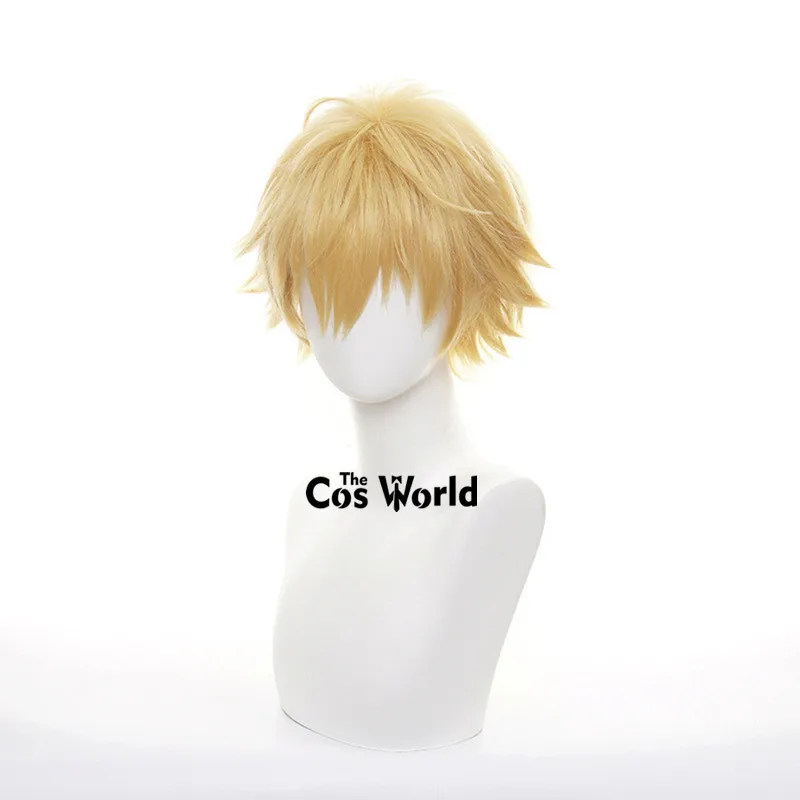 Peruka Cosplay Chainsaw Man Denji 30cm Krótka Prosta Anime Włókno Syntetyczne Odporne na Ciepło + Czepek pod Perukę