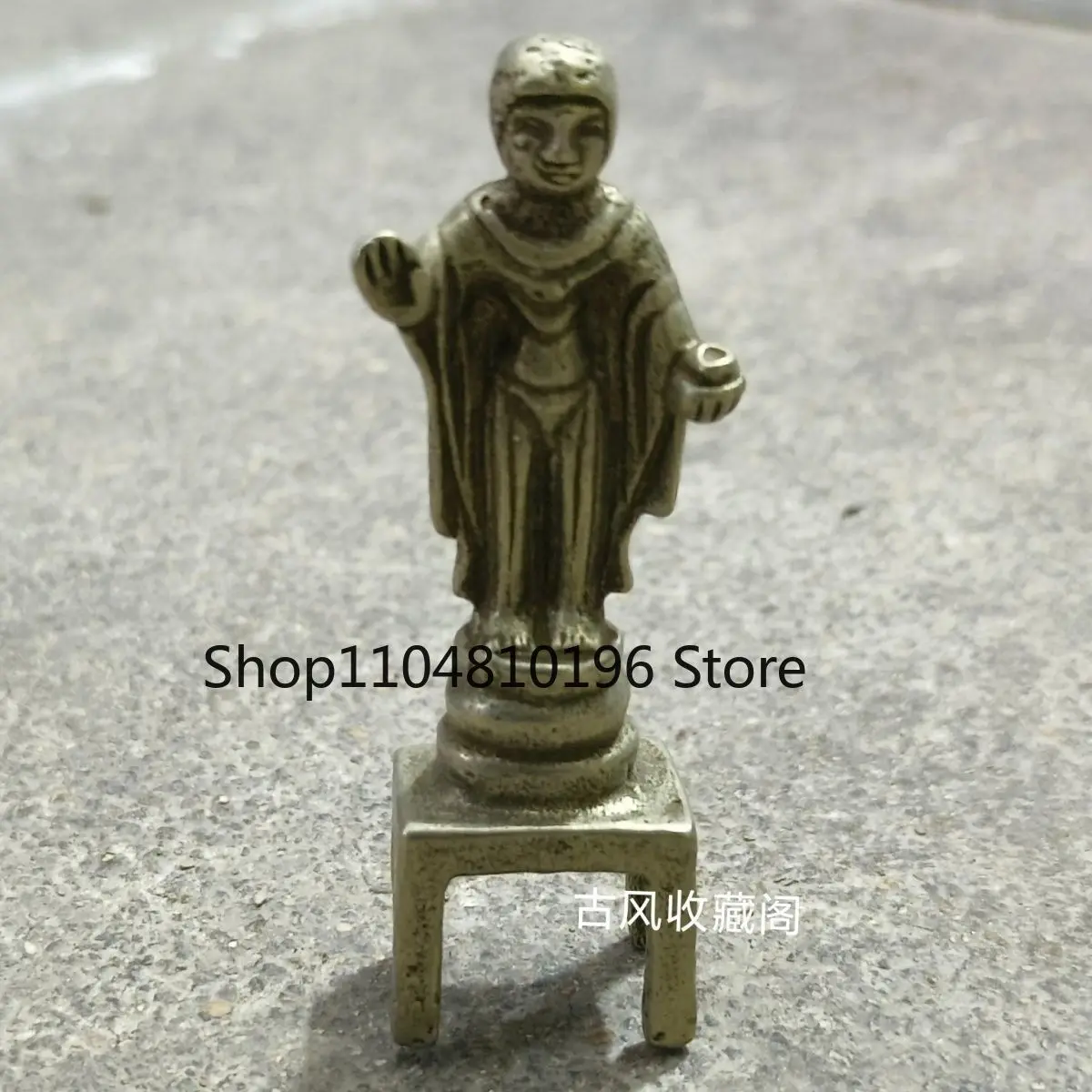 Banc de bouddha Antique, Mini Statue de bouddha en biographie Han, en cuivre blanc, Antique, divers, rétro, petit ornement en Bronze