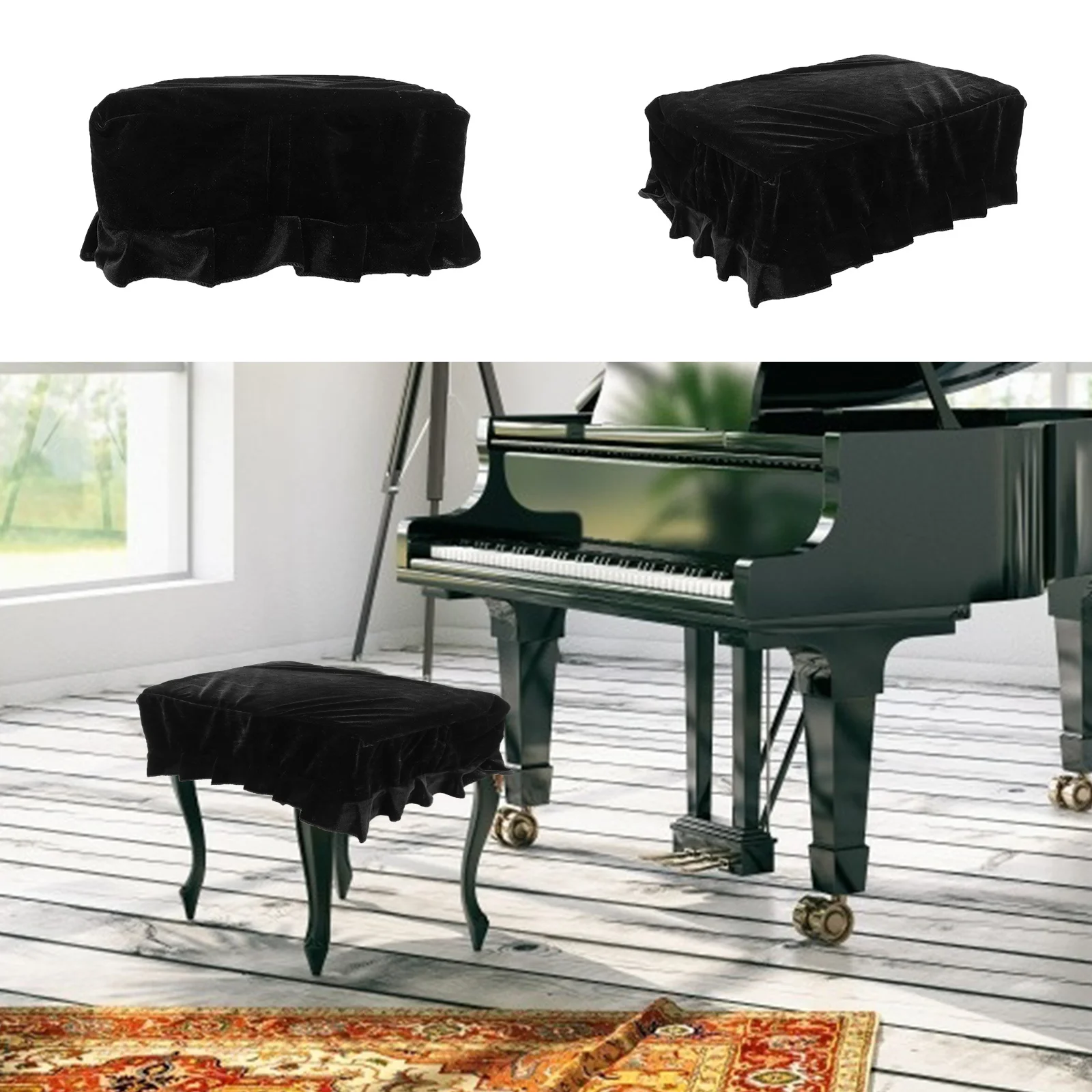 

Piano Stool Cover Bench Decoration Accessories Protector Flannel Accessory Shield