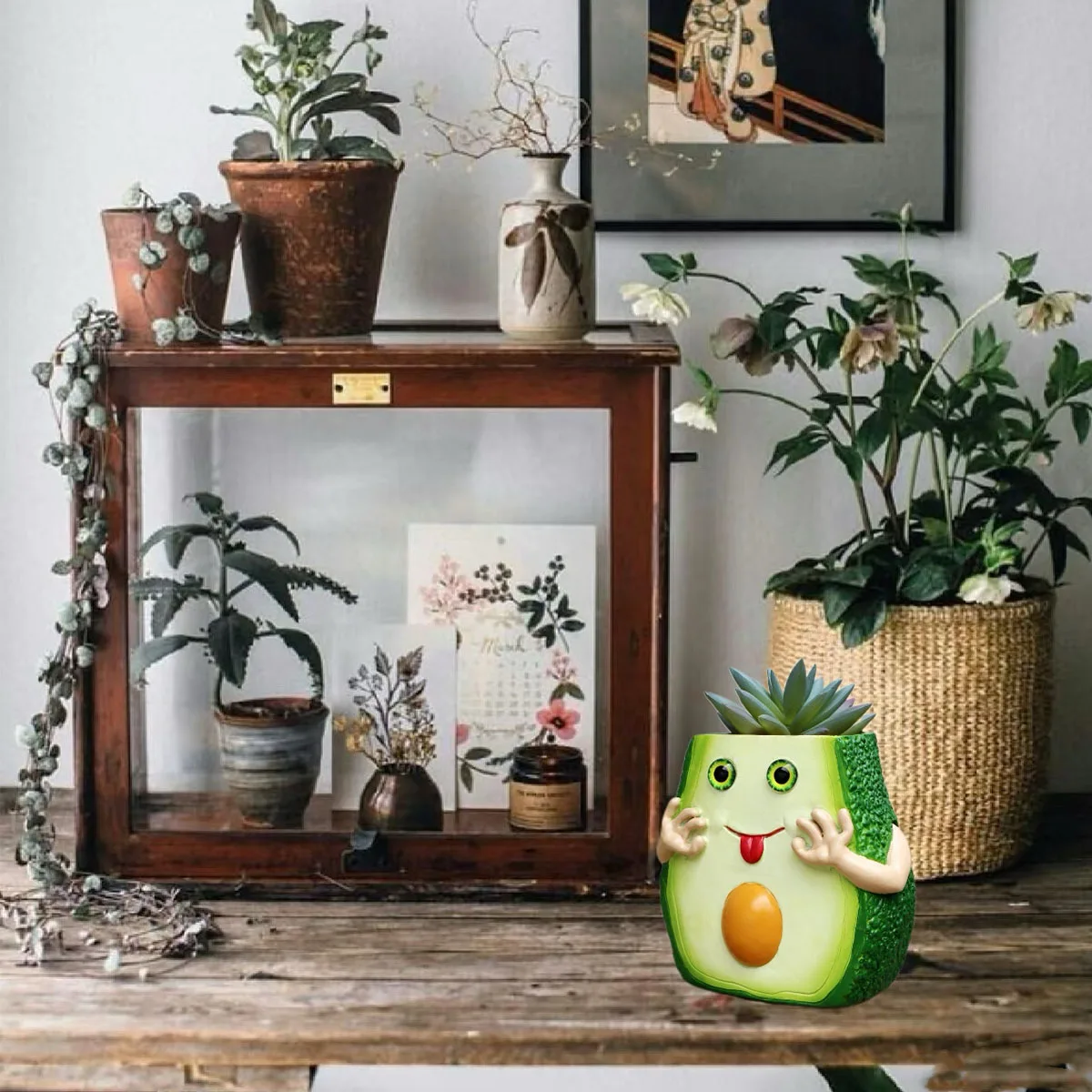 ‌Hand-Painted Avocado Pot - Eco-Friendly Plant Containe