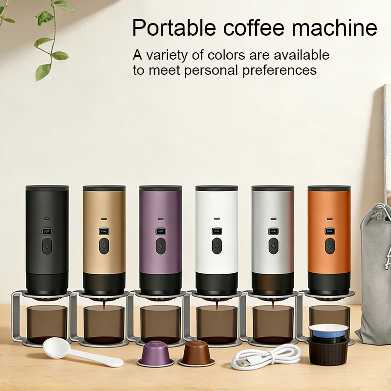 

Rechargeable Portable Wireless Coffee Maker Automatic Heating Espresso Machine with Stand Travel Camping Home Office Outdoor