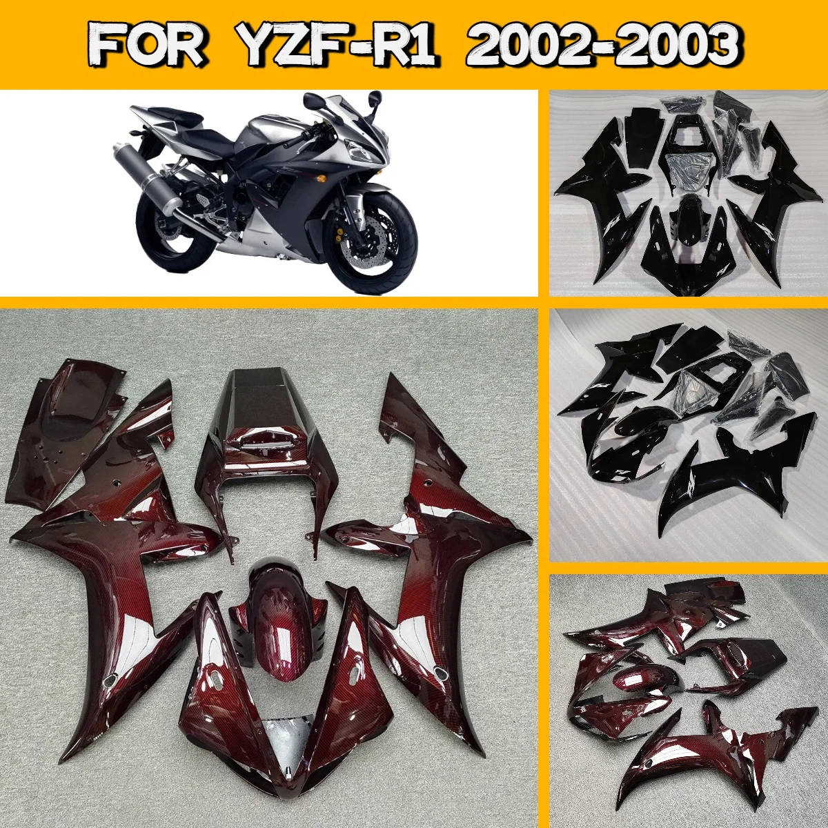 

Пластиковые обтекатели (обвес) для мотоцикла Yamaha YZF R1 2002-2003 годов, идеально подходящие для моделей 02-03, комплект обшивки кузова