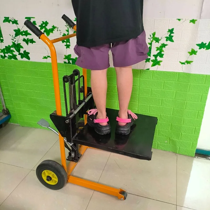 شاحنة مكدس هيدروليكية يدوية تحميل وتفريغ رافعة شوكية صغيرة لرفع عربة متنقلة صغيرة وخفيفة