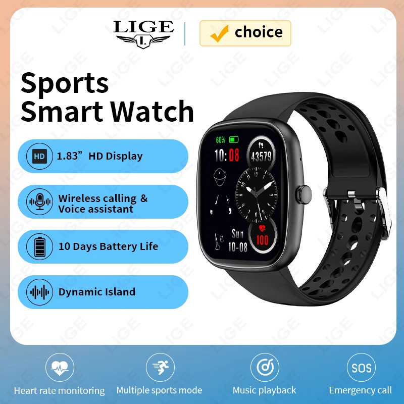 

LIGE New Bluetooth Call Smart Watch Women Men Heart Rate Sleep Monitor Voice Assistant Multiple Sports Modes Ladies Smartwatch