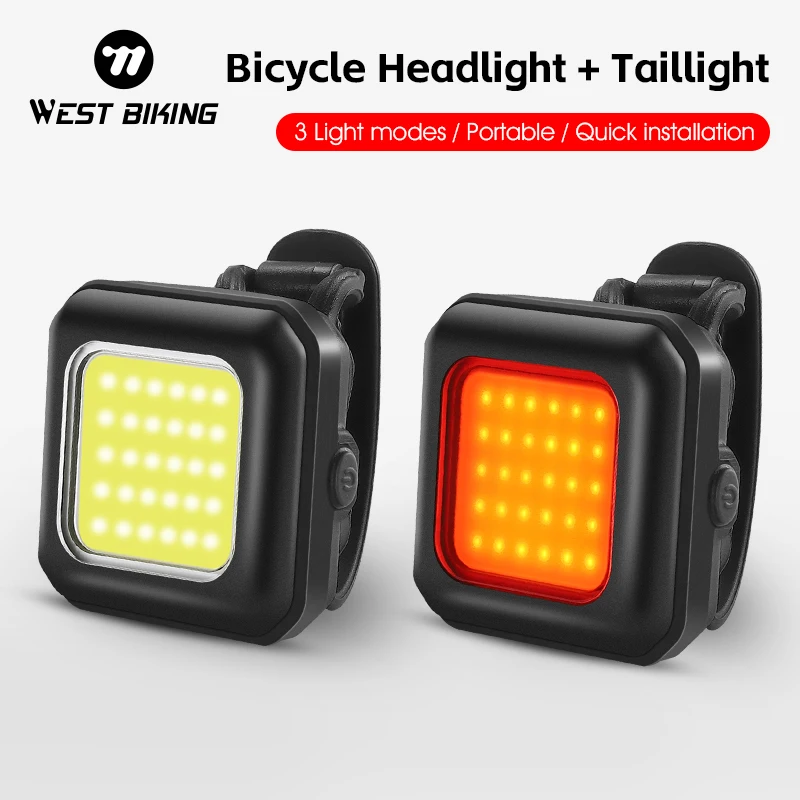 WEST BIKING Bike Light Mini Warning Taillight LED Waterproof Highlight Riding 25OmAH Type-C Charge Bicycle Front Rear Taillight