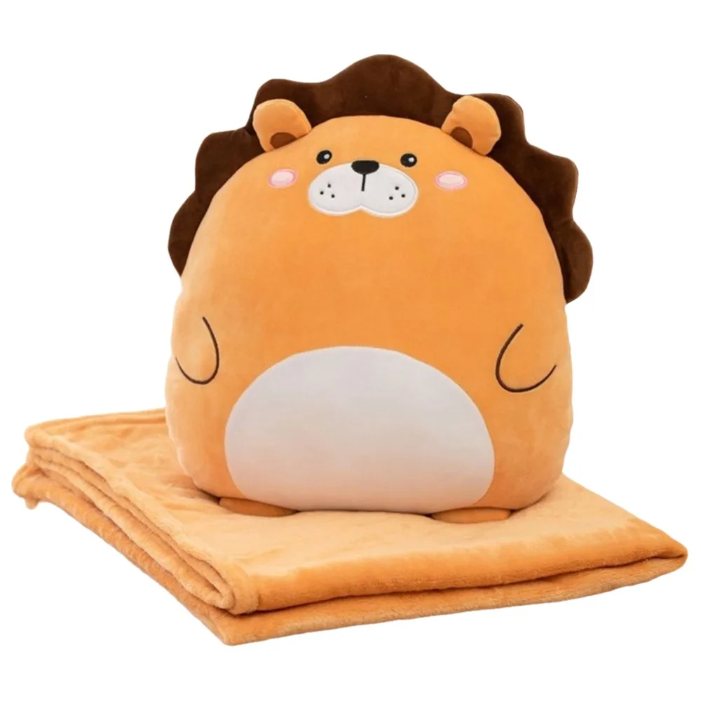 

Flannel Cartoon Pillow Quilt Storage Design Soft 2 In 1 Cushion Blanket Comfortable Stuffed Animal Pillow Blanket Travel
