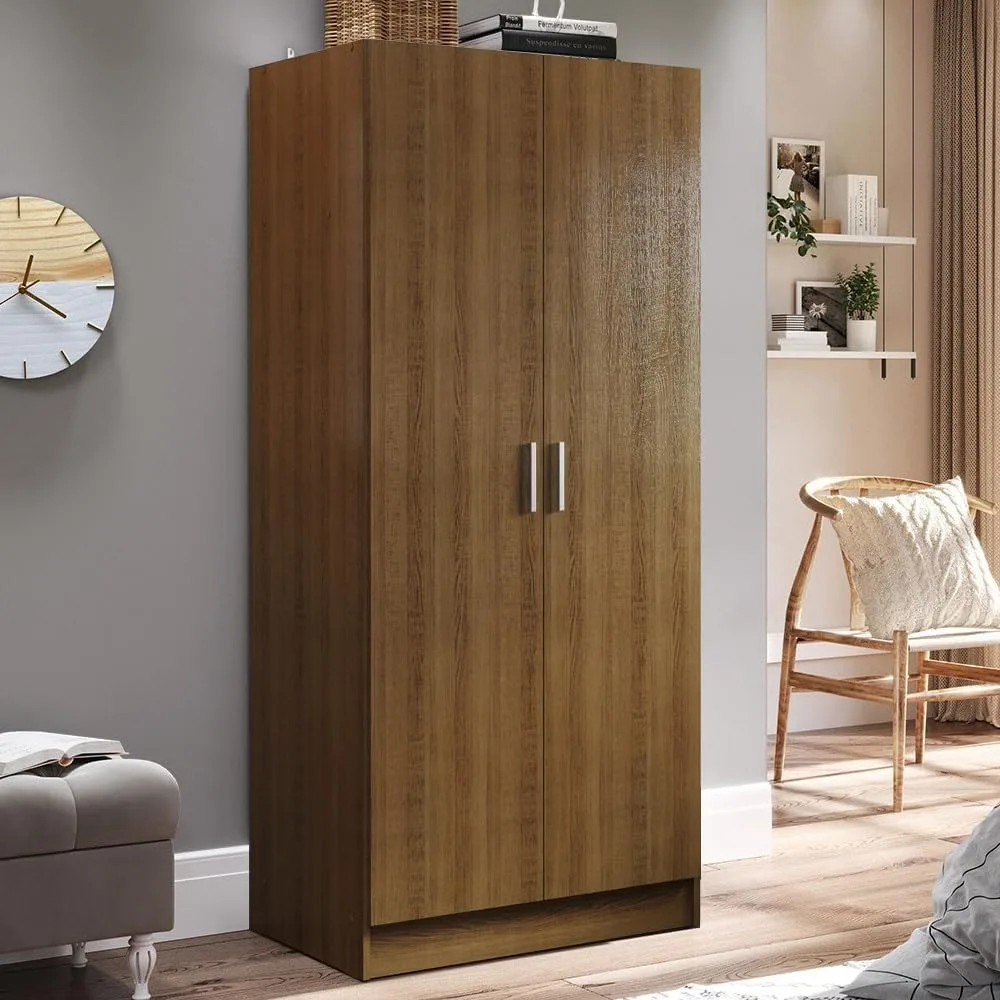 خزانة تخزين بنية ببابين مع أرفف واسعة، خزانة أدوات سعة 31 لترًا لتنظيم المدخل وغرفة النوم #2