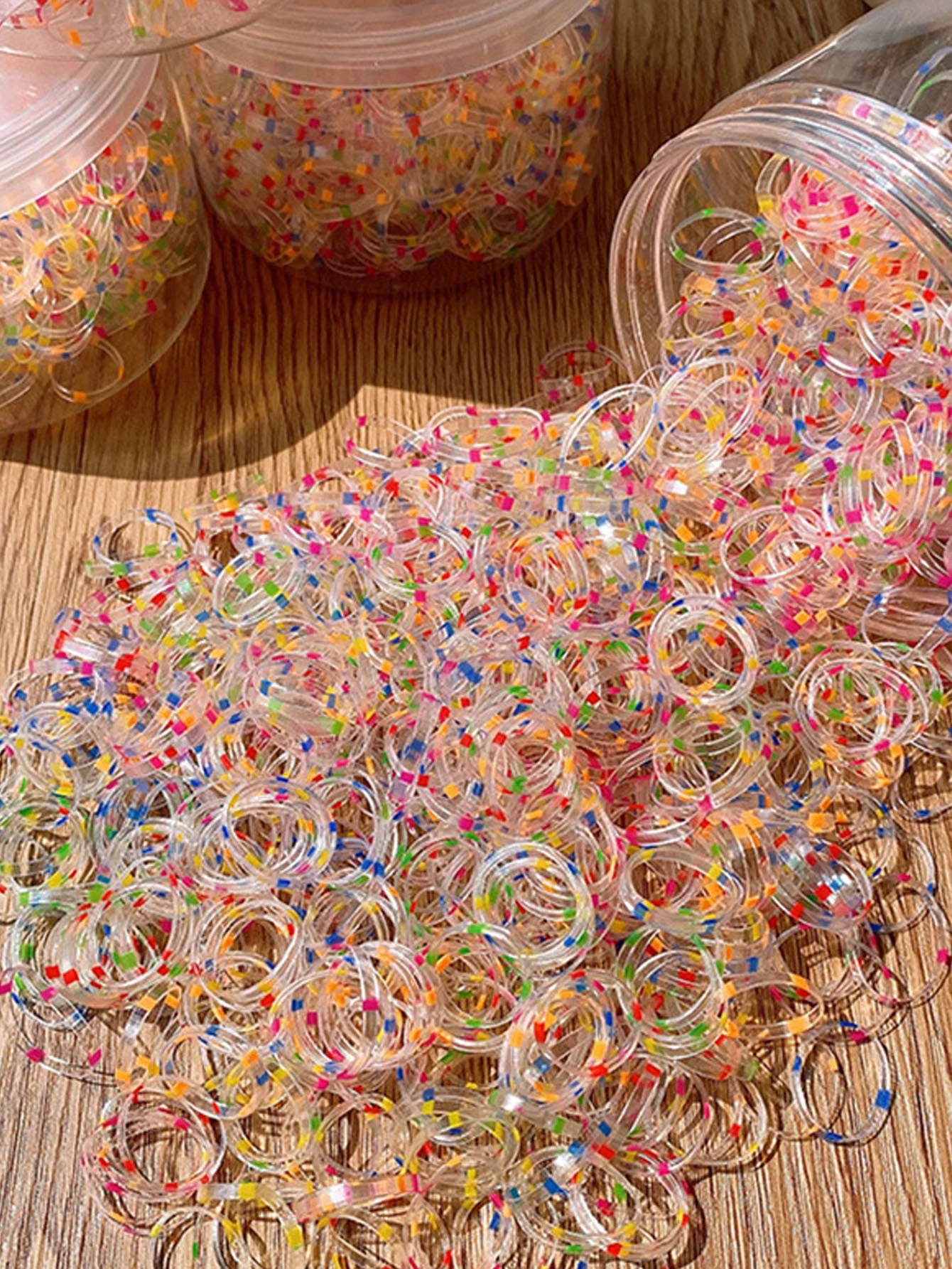 1000/2000Pcs Fashion Transparent Dots Hair Rubber Bands For Women Hair Accessories(No bird pattern bag)