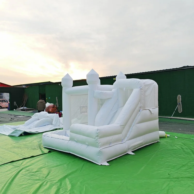Backyard Kids Jumping Castle Blow up Bounce House With Pool Commercial Inflatable White Bouncy House With Blower