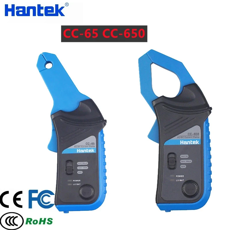 AC/DC Current Clamp Meter Hantek Oscilloscopes CC65 CC650 AC/DC 20KHz 400Hz Bandwidth 1mV/10mA 65A/650A with BNC Plug