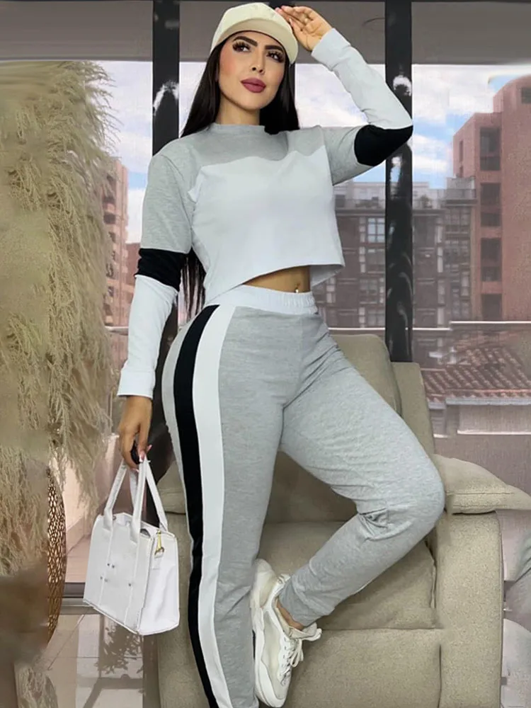 

Doyerl Active Wear Повседневный спортивный костюм Женский комплект из двух предметов Спортивная толстовка с длинными рукавами Топ и спортивные штаны Одинаковые комплекты