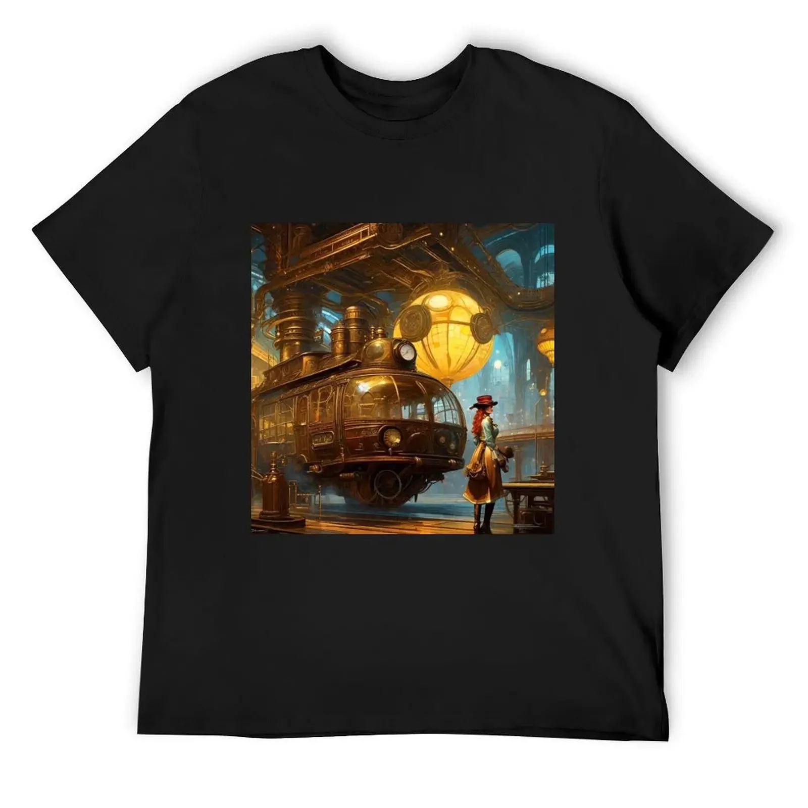 

Steam Powered Tram - Surreal Fantasy Art T-Shirt oversized oversizeds Funny t-shirt sweat shirts men graphic