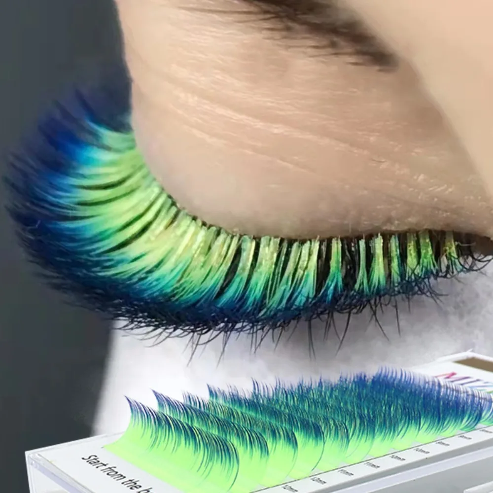 

12 rows/set C/D False Lashes 8-13mm Makeup Individual Colored Lashes Fluffy Comics Cosplay Faux eyelash extensions Daily