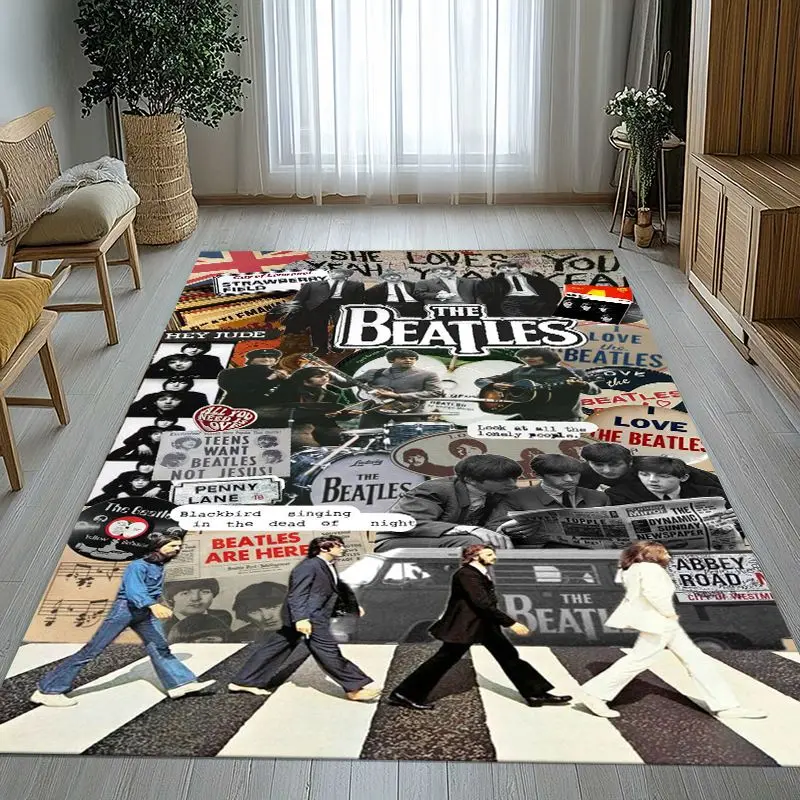 3D Fab Four The B-Beatles Abbey Road Rock Band Non-Slip Large Area Rug for Living Room,Bedroom Carpet Mat for Sofa,Home Decor