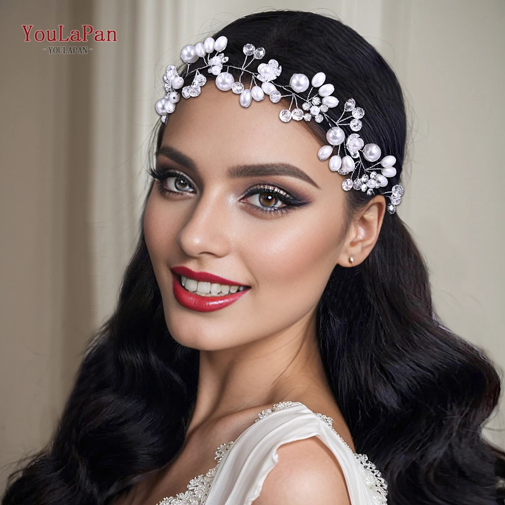 

YouLaPan Bride Pearl Crystal Hair Band Women Headband Wedding Hair Accesories Girl Party Shiny Headpieces Ornaments HP782