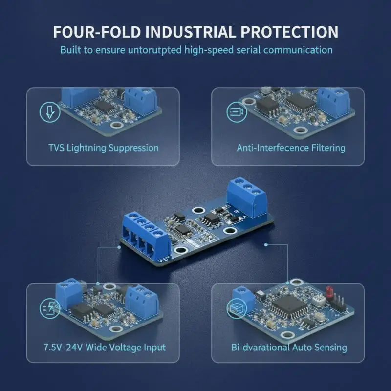 1Pcs RS232 to RS485 Converter Module Serial Port Converter Module Converts RS232 Signals to RS485 Signals for PLC Communication
