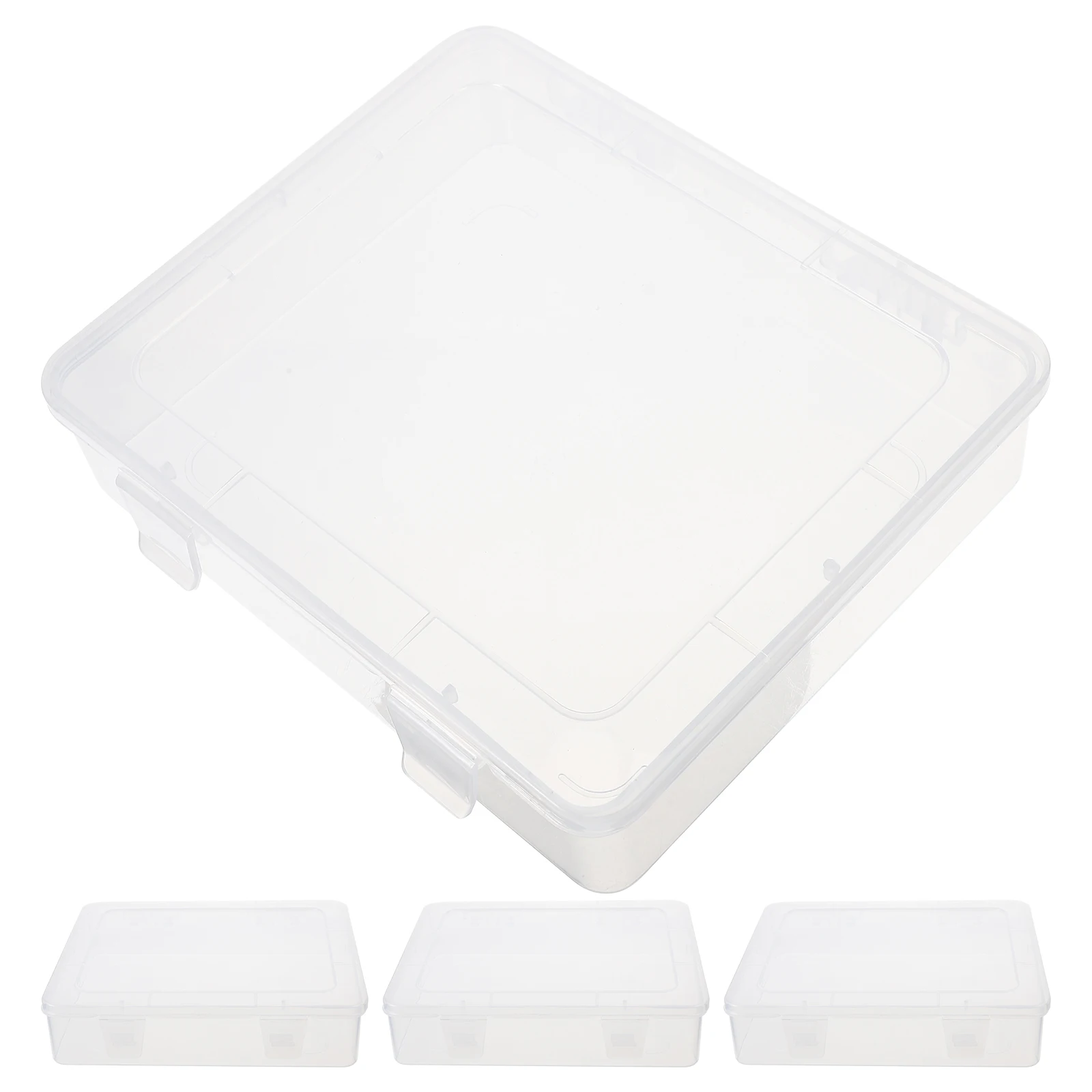 

4pcs Transparent Storage Boxes Small Plastic Containers Lids PP Clear Material for ganizing Jewelry Crayons Nails Crafts