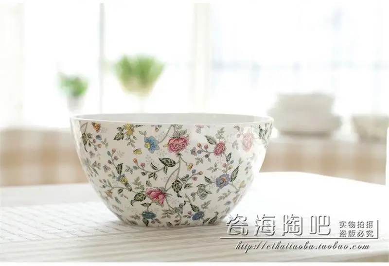 8 inch, bone china japanese soup bowl, ceramic large bowl for buffet serving, salad mixing bowl for cooking, popcorn bucket