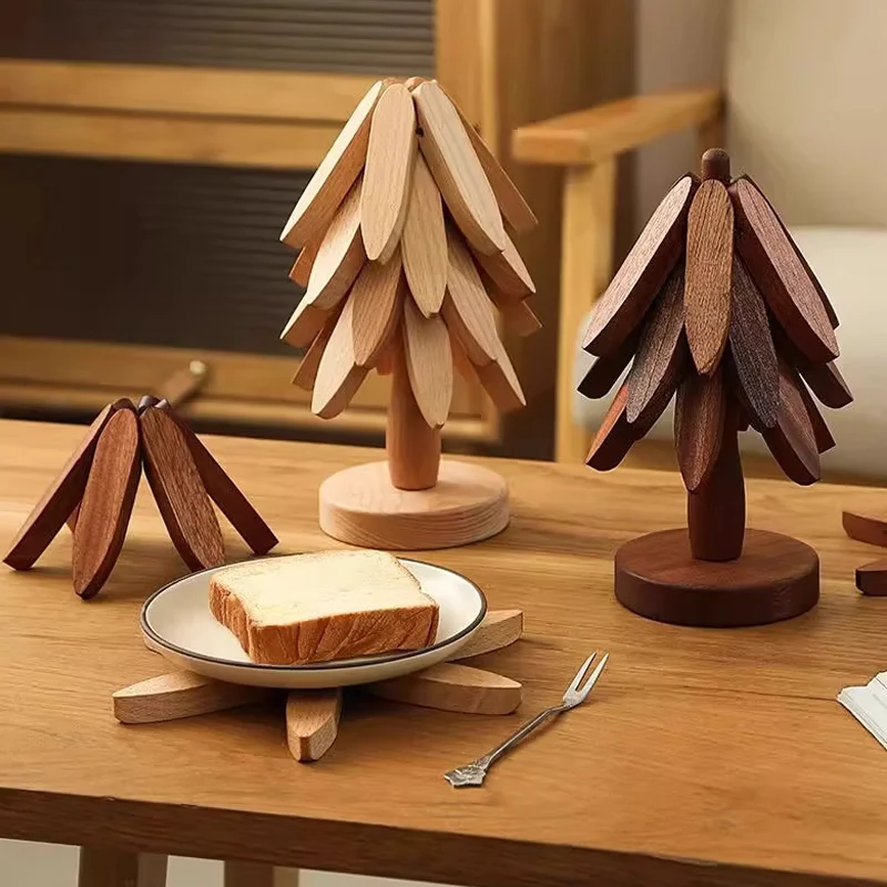 Christmas Tree Insulation Mat Solid Wood Dining Table Coaster Anti Scalding Mat Pot Mat Creative Personalized Home Decoration