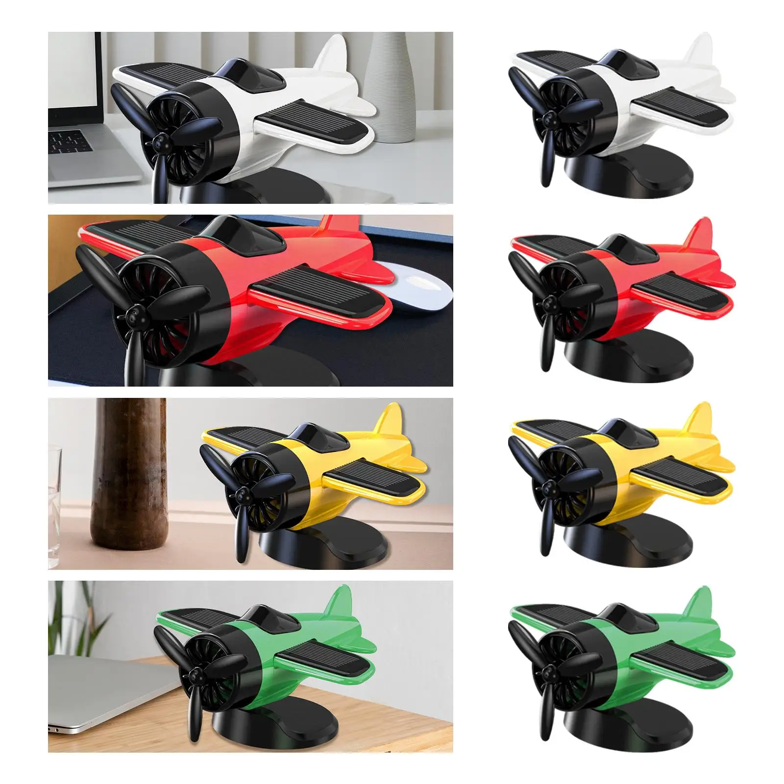 Solar Aircraft Model Sun Operated Car Interior Decoration for Birthday Gift Vehicle Decoration Office Workplace Home Desk