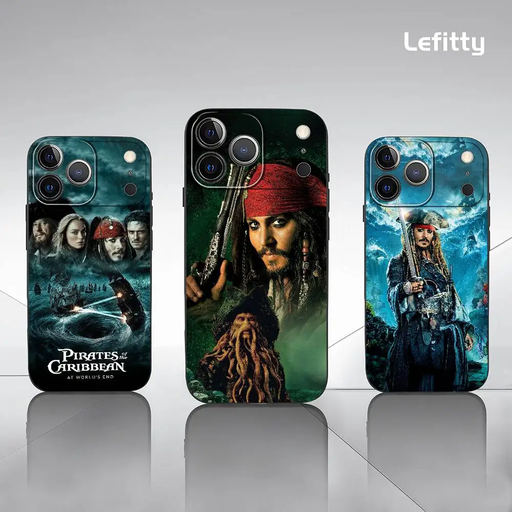 P-Pirates Of The Caribbean Telefoonhoesje voor iPhone 17 16 15 14 13 12 11 Pro Max Plus Mini Zwart Frosted Soft Shell Funda