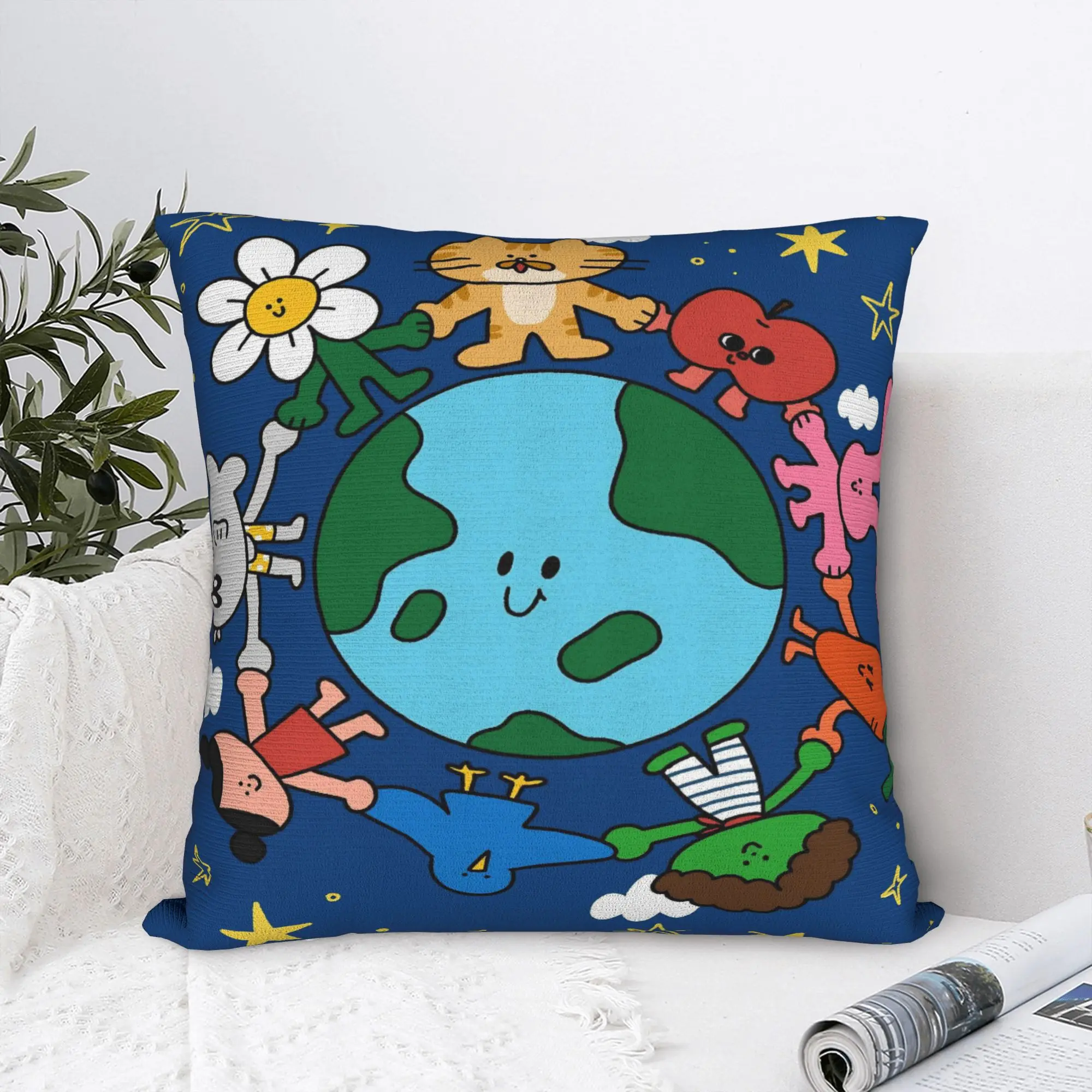 Save Earth Protect Earth Day Square Pillow Case  Cushion Cover Novelty Zipper Decorative Pillowcase for Living Room 18