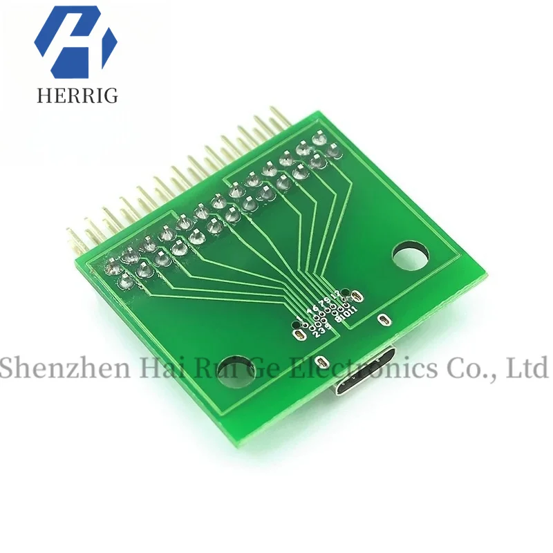 Double-sided reversible insert TYPE C female test board USB 3.1 with PCB board 24P female connector with pin headers