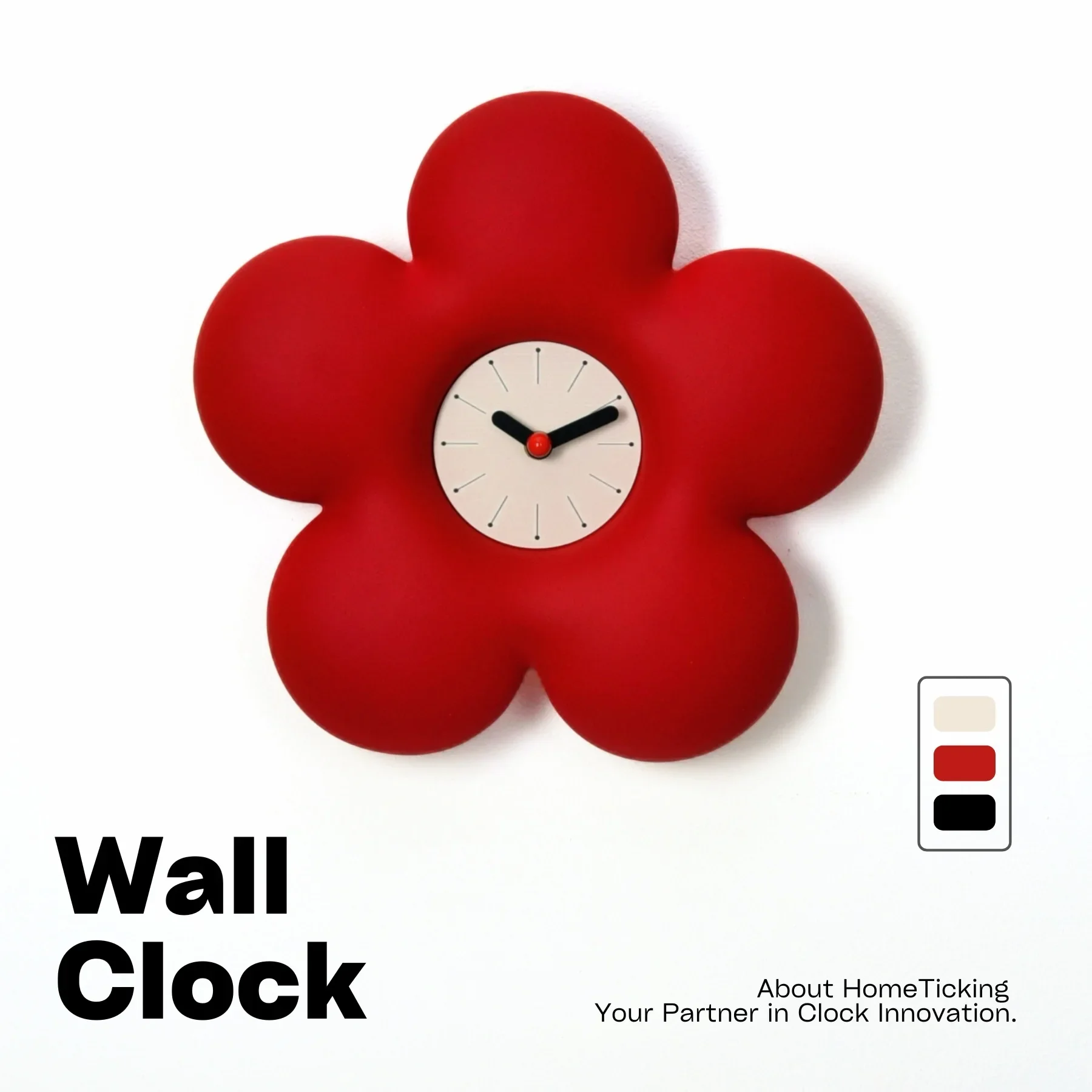 Retro Flower Clock - Fashionable Soft Furnishing Wall Clock for Living Room White Wall Decor