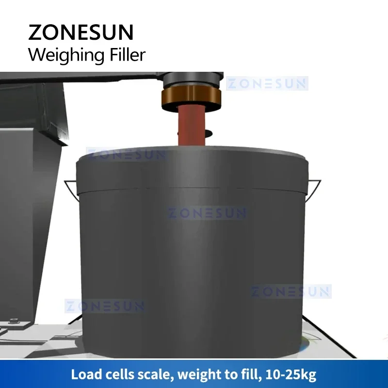 ZONESUN Chemical Liquid Filling System Automatic Bucket Weighing Filler Machine Load Cell Scales Weigher Packaging ZS-WF4