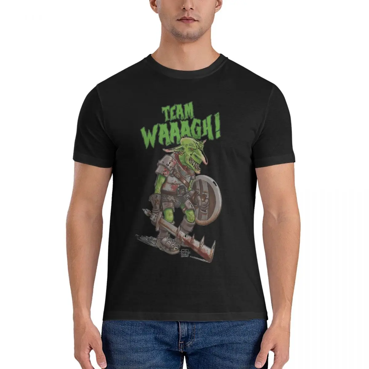 Team WAAAGH! Men's T Shirt Ork waaagh Tees Short Sleeve Crew Neck T-Shirts 100% Cotton mens clothing official-website top fugees