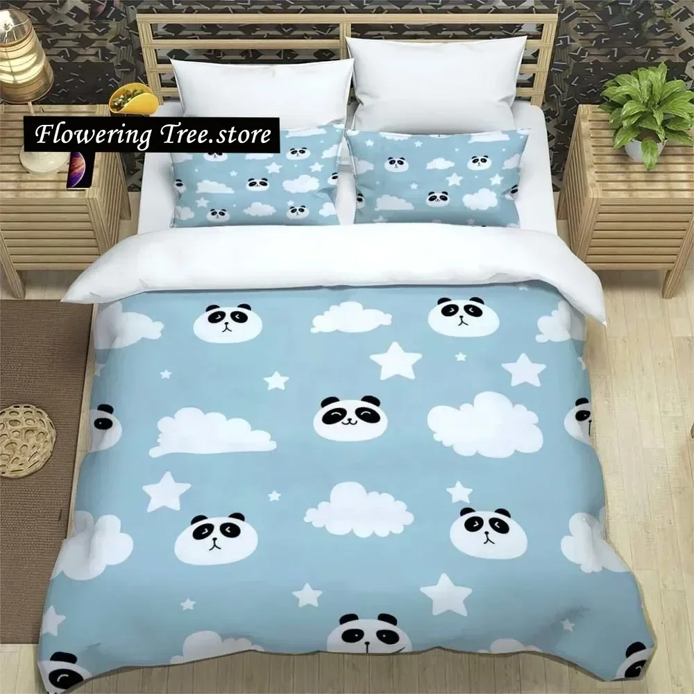 Cute Cartoon Panda Print Sheets Quilt Covers Bedding Dormitory Sheets Three-piece Bedding Set Soft Warm Bedding Set