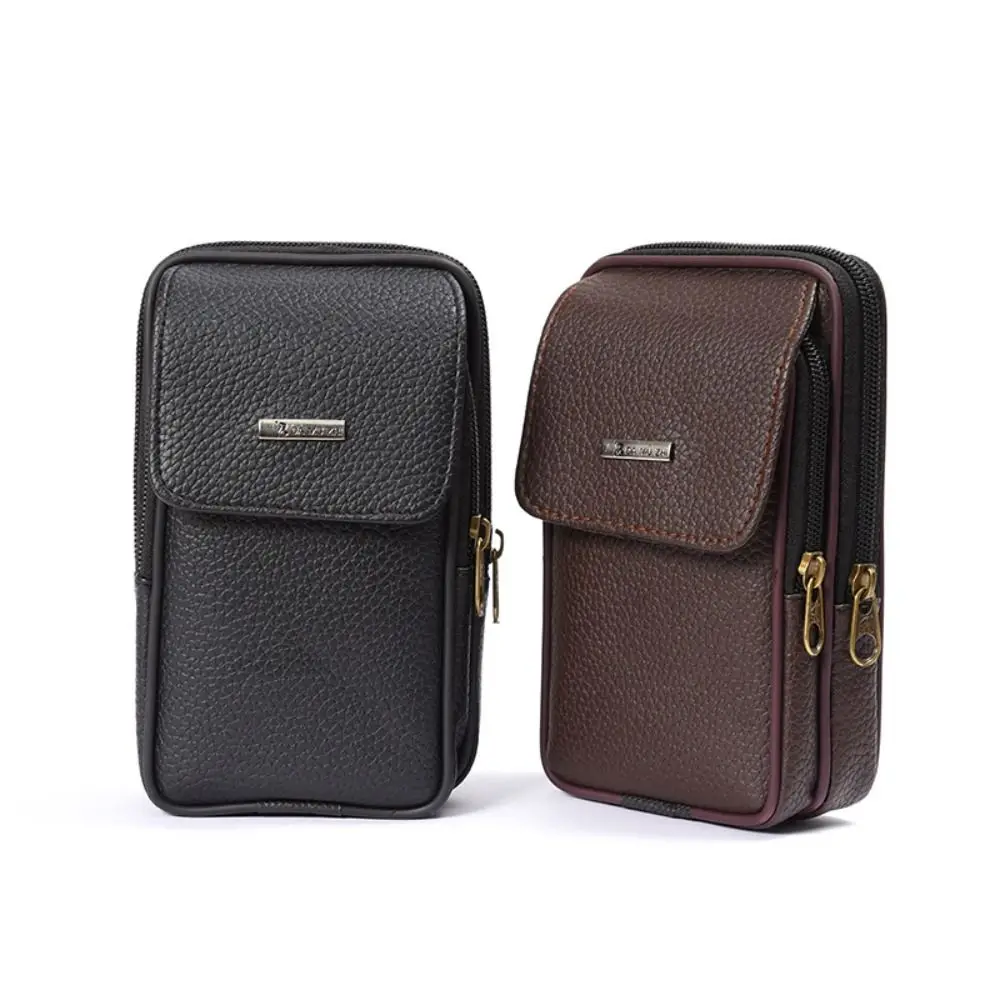 Casual PU Leather Men Waist Bag Sport Waterproof Phone Pouch Comfortable Travel Waist Belt Bag