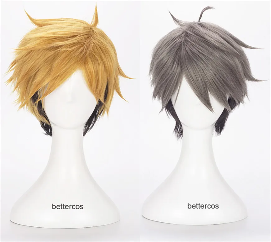 Haikyuu!! Miya Osamu Schwarz Braun Cosplay Perücke Miya Atsumu Kurze Schwarz Blonde Hitzebeständige Kunsthaar Perücke Kostüm Zubehör