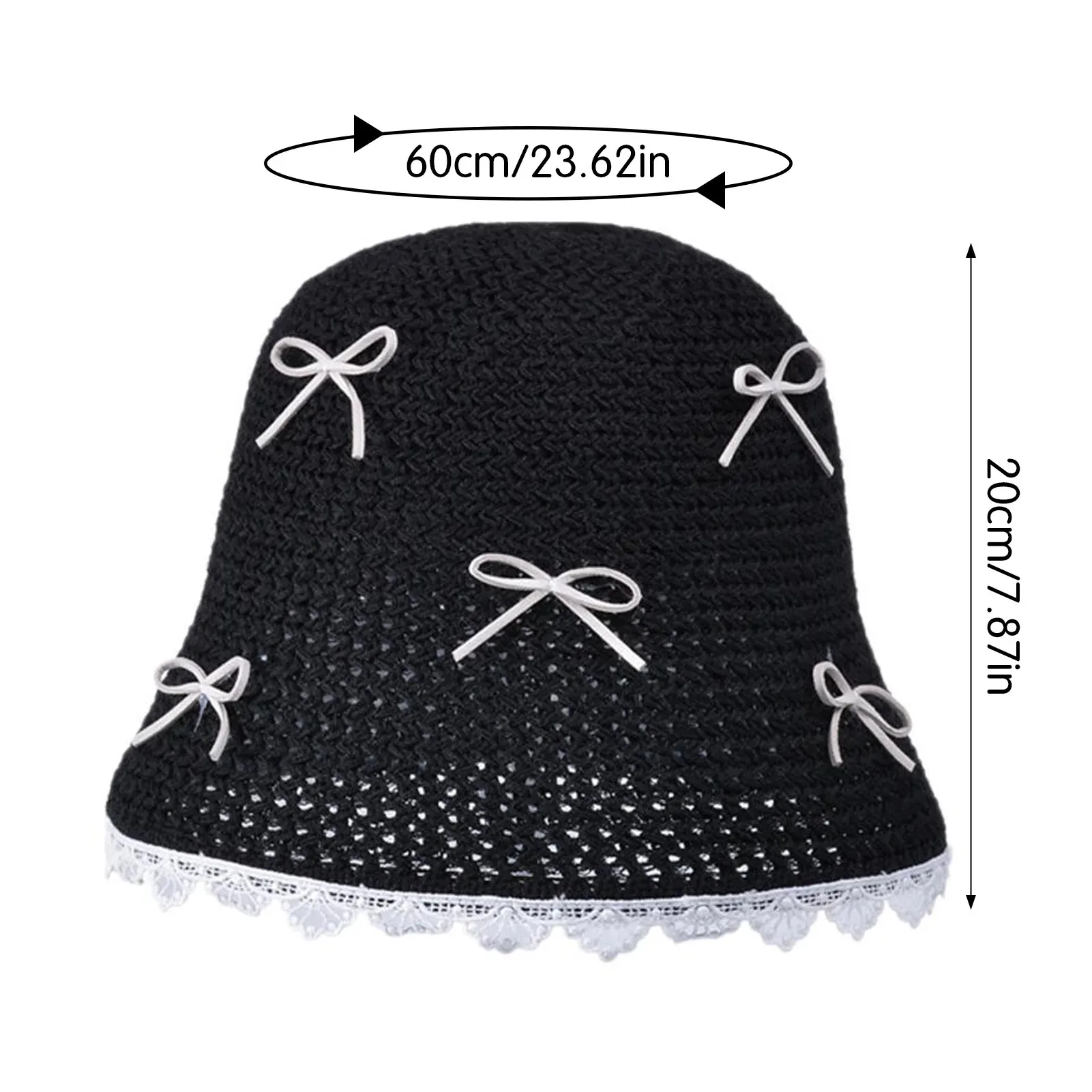 Bow Knot Trendy Fisherman Hat Outdoor Sun Protection Mountaineering Bucket Caps for Travel Hiking