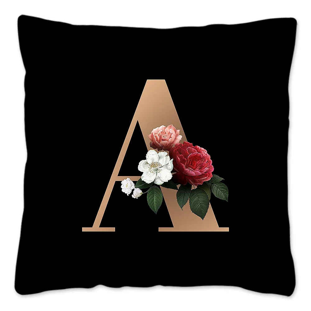 Customizable Plant Tree Surround Letter Cushion Cover Home Sofa Car Decoration Pillowcase Floral Alphabet Pillowcase