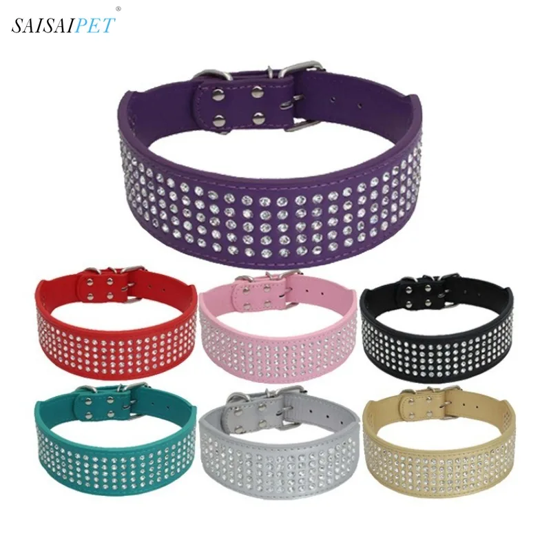 

Anti-bite Collar Rhinestone Rhinestone Decorative PU Leather Collar Suitable for Medium and Large Dogs Collar Neck Ring