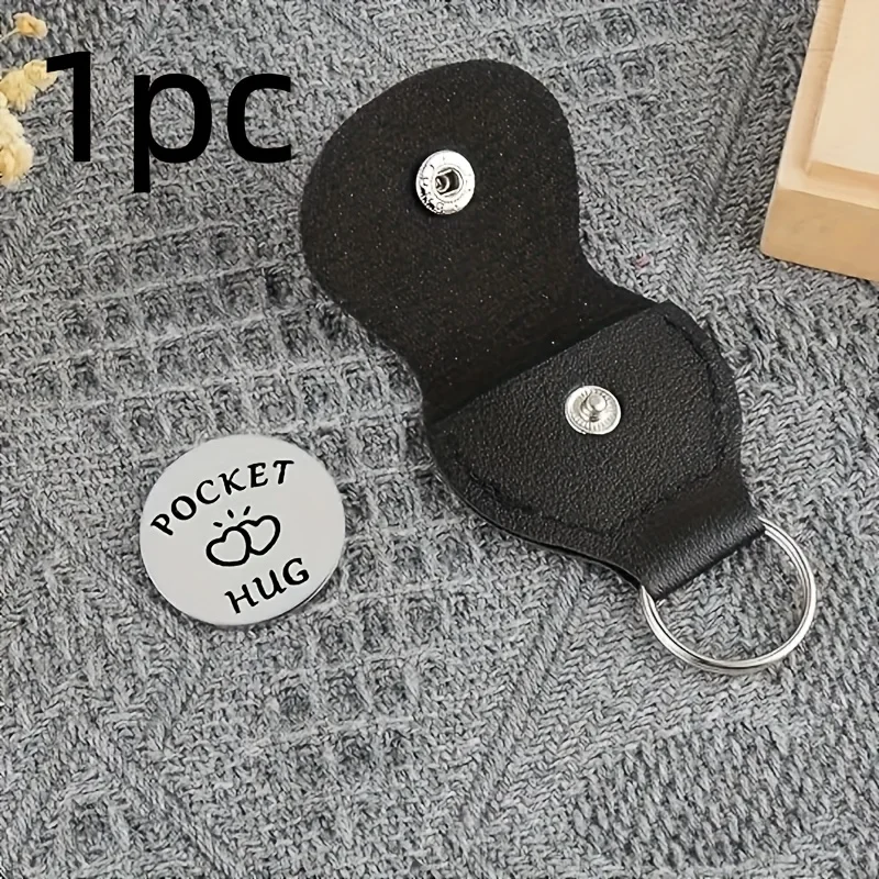 1pc Pocket Hug roestvrijstalen sleutelhanger - dubbelzijdige muntclip met hartontwerp, uitdagingscadeau, unisex sleutelhanger