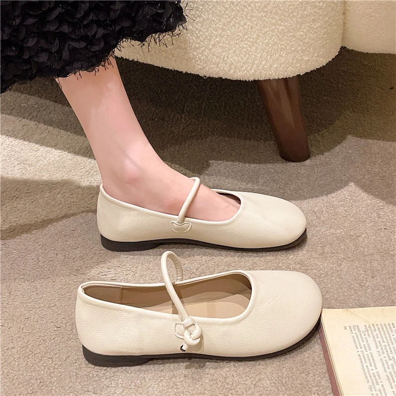 

Shoes Woman Casual Female Sneakers Soft All-Match Shallow Mouth Flats Round Toe New Moccasin Grandma Summer Dress Mary Jane