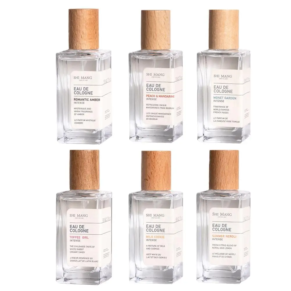 Frasco de perfume de vidro quadrado 50ml, frasco de spray transparente, garrafa de embalagem, atomizador recarregável, recipiente cosmético de viagem de alta qualidade