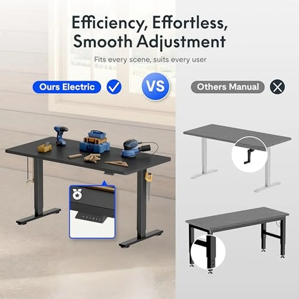 FLEXISPOT Electric Adjustable Workbench, 55x28 Inches Ergonomic Worktable for Garage, Workshop, Office and Home