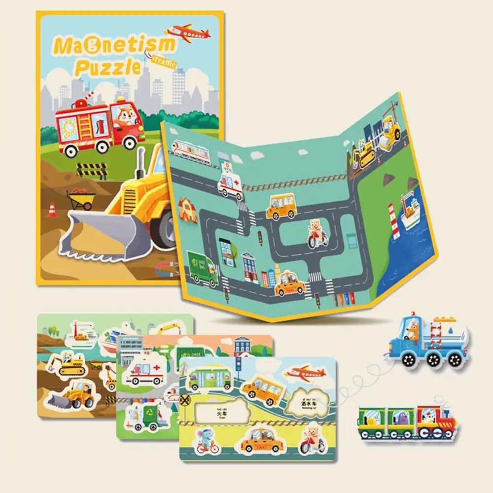 

Creative 3D Magnetic Scene Puzzle Waterproof Vehicle Pattern Early Educational Toy Reusable Portable