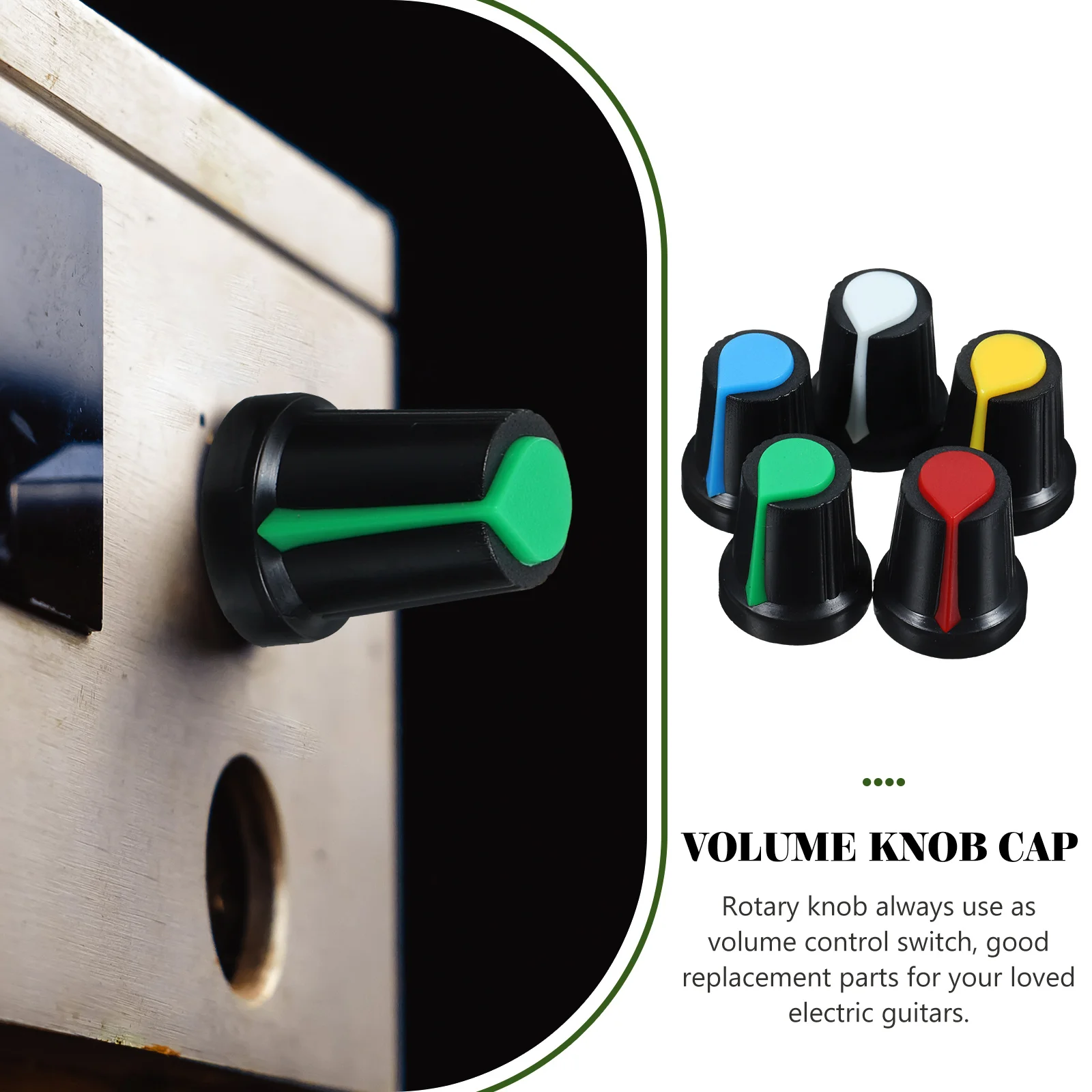 50 Pcs Knob Cap 6mm Shaft Plastic Guitar Control Knobs Caps Parts Volume Control Knobs Bass Amp Rotary Replacement