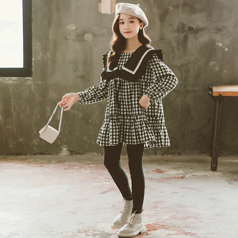 

2025 Korean Early Autumn Children Dress Junior Girl Puffy Dress Toddler Girl Dresses Teen Girl One-piece Dress Dress For Girls