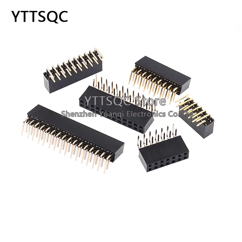 10PCS 2X2/3/4/5/6/7/8/9/10/20/25/30/40P PH8.5mm Double Row Right Angle Female Header 2.54MM PITCH Connector Socket Gold-plated