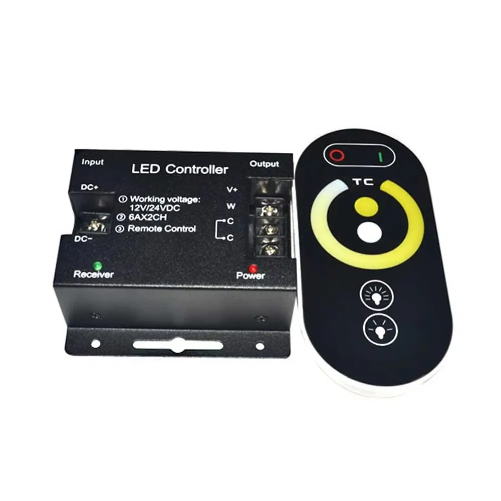 LED Full Touch Infinite CCT Dimmer Suitable for LED Color Temperature Light with RF Wireless Remote Control DC12V 24V