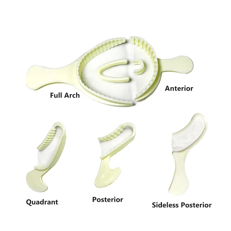 50Pcs Disposable Plastic Dental Quadrant Impression Trays Bite Registration Net Tray for Teeth Impression & Occlusal Recording