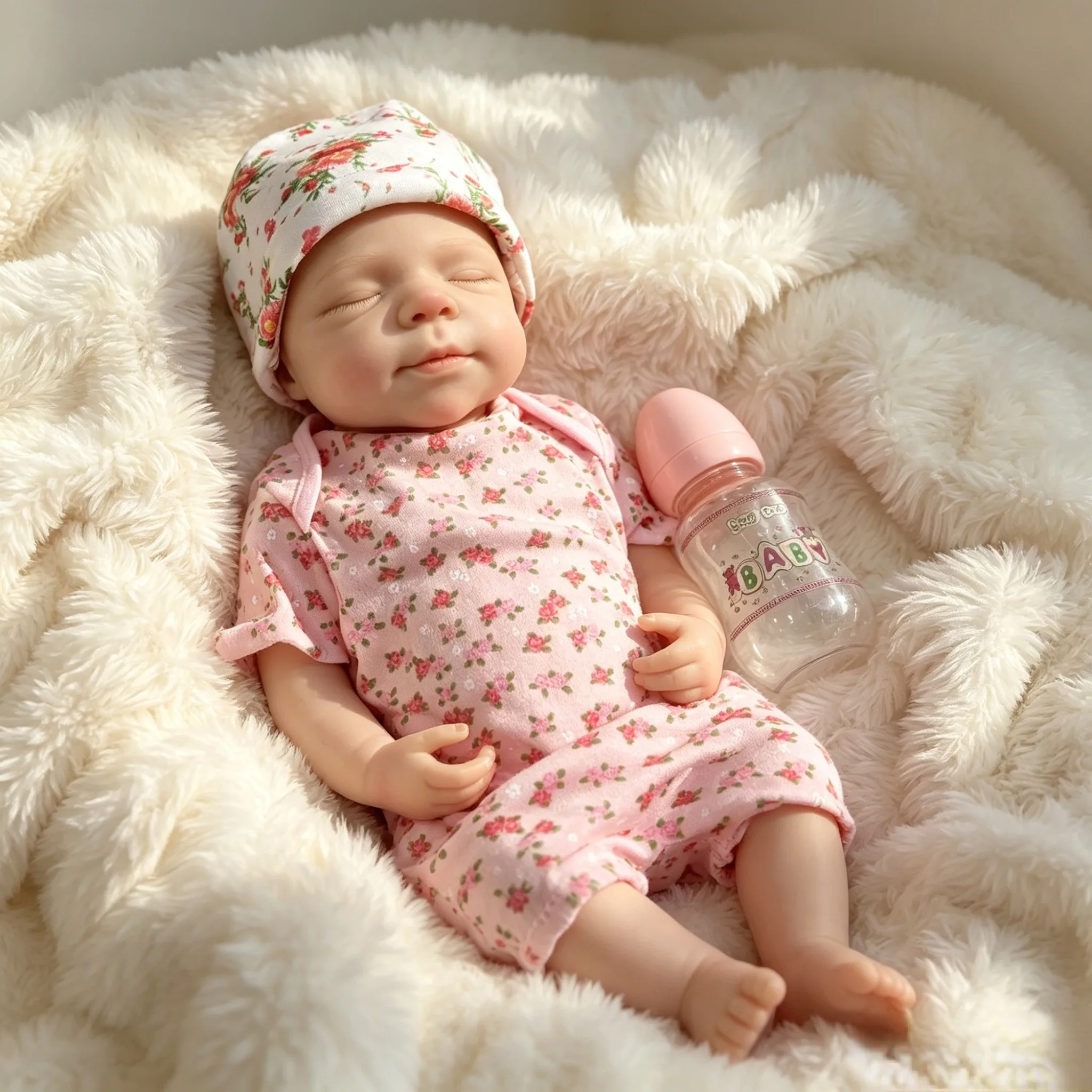 18 Inch Pascale Full Silicone Reborn Baby Doll Closed Eyes Rose Floral Outfit Lifelike Hand Painted Realistic Collectible Birthday Gift For Collectors