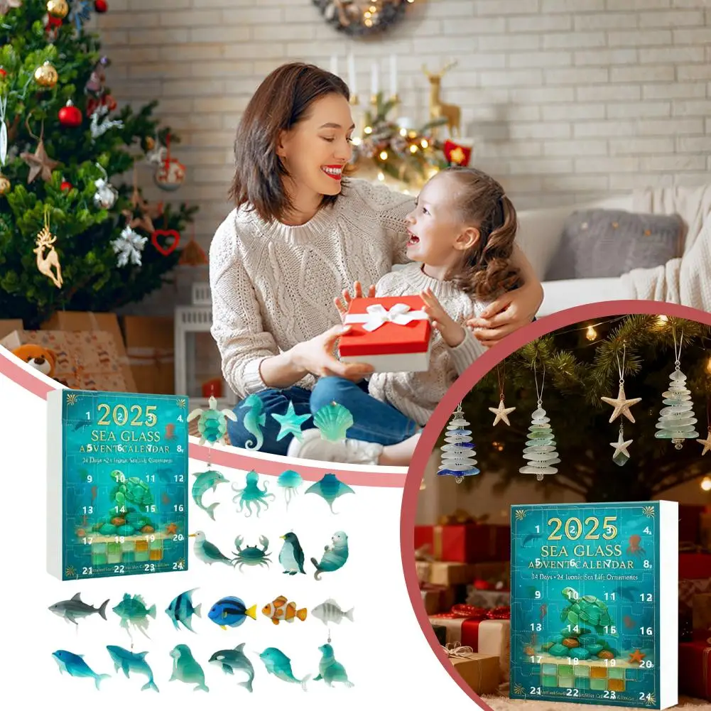 تقويم القدوم من الأكريليك للحياة البحرية - العد التنازلي لمدة 24 يومًا، مجموعة مجوهرات يدوية هدية العيد للأطفال والكبار #2