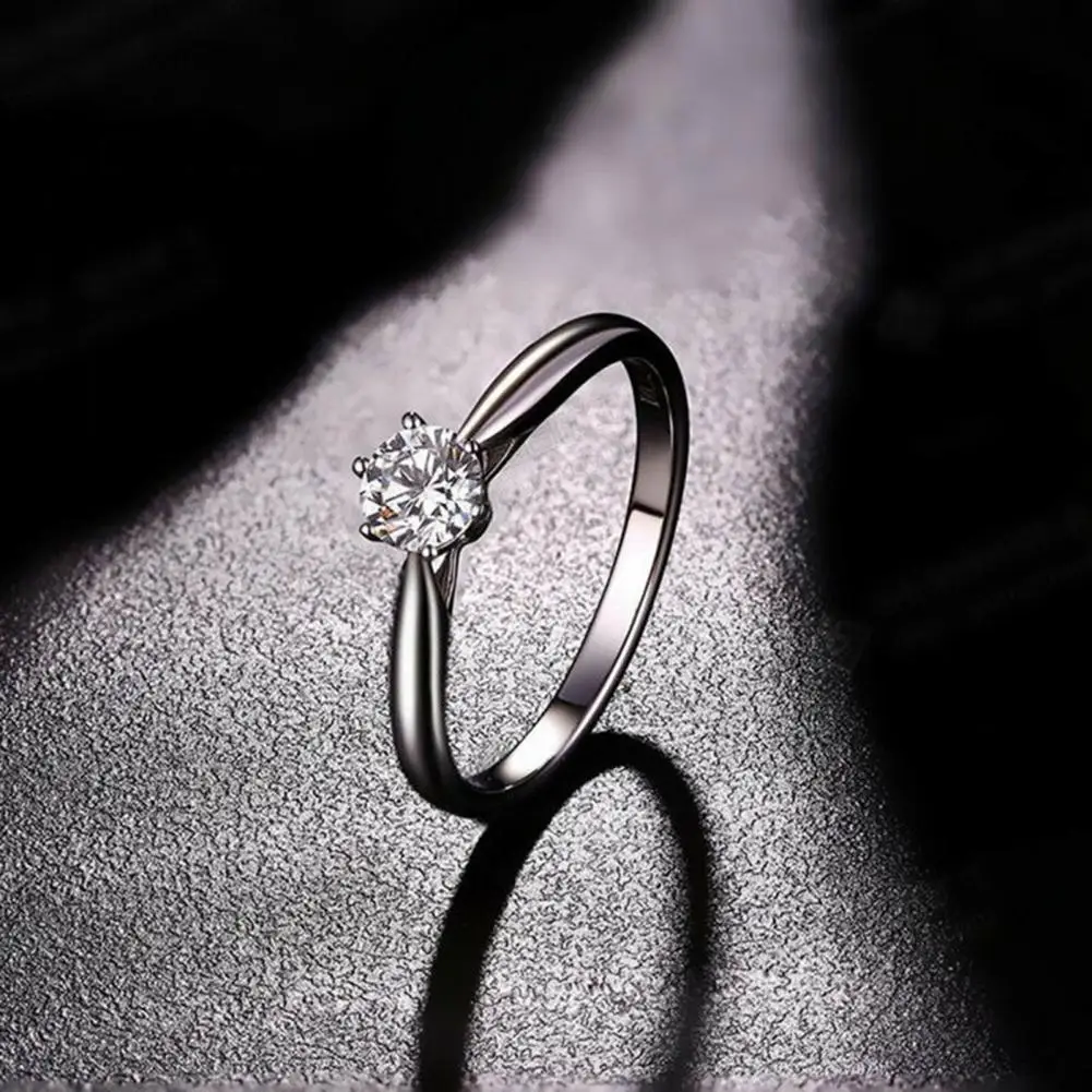 Ring Six-Claw Elegant Alloy Cubic Zirconia Ring for Party Female Jewelry Gift Engagement Ring