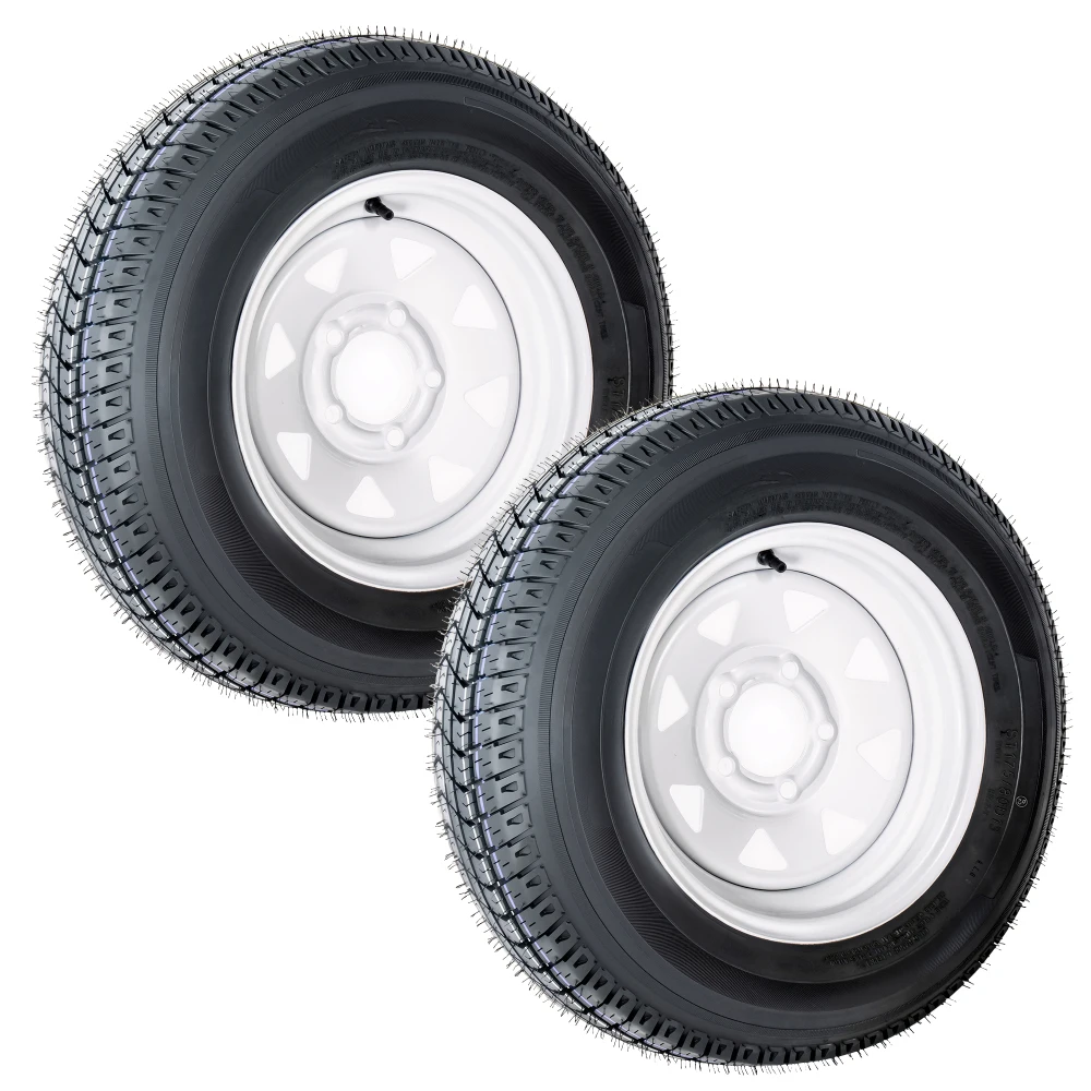 

Комплект из 2 шин и колес ST175/80D13 для прицепов, 6-слойные, 13-дюймовый диск, 5 креплений, PCD 4.5 дюйма, грузоподъемность 1360 фунтов, для лодочных/грузовых/садовых прицепов